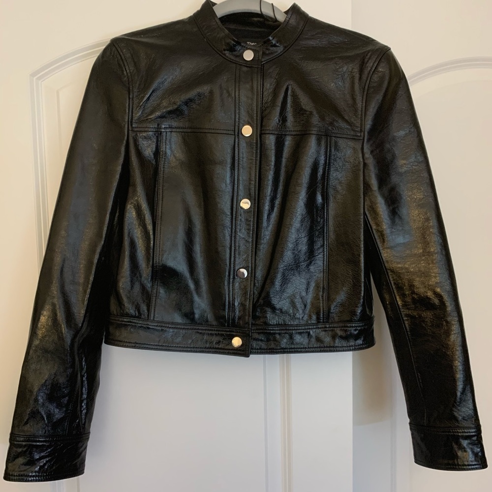 Theory Black Patent Leather Jacket